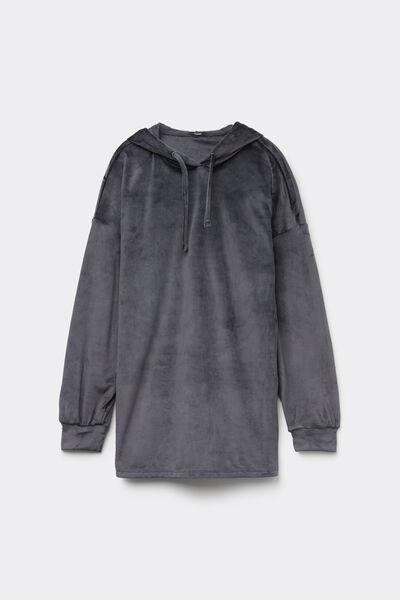 Grey Velvet Knitwear Hoodie, 5701_178Y, large image number 4