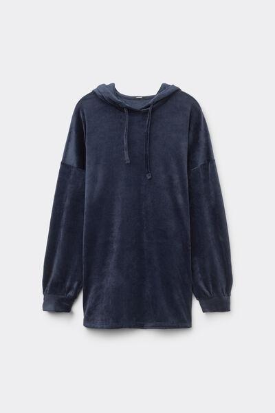 Blue Velvet Look Fleece Hoodie, Absolute Blue, large image number 4