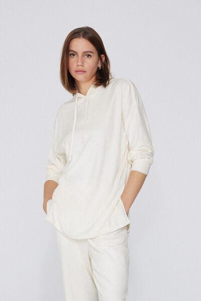 White Velvet Knitwear Hoodie, 5701_677V, large image number 0