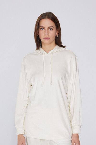White Velvet Knitwear Hoodie, 5701_677V, large image number 1