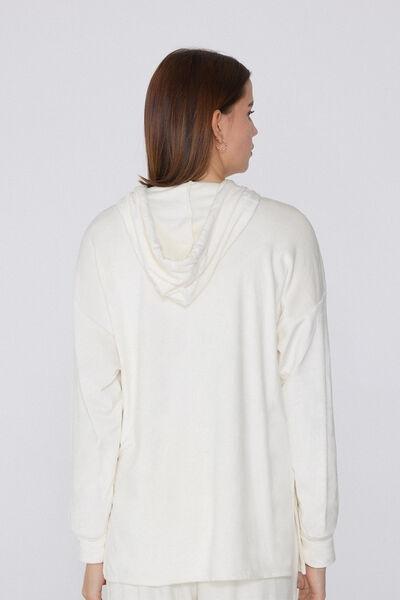 White Velvet Knitwear Hoodie, 5701_677V, large image number 2