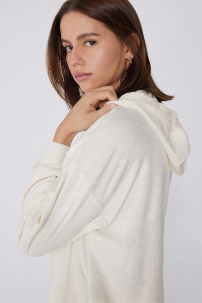 White Velvet Knitwear Hoodie, 5701_677V, large image number 3