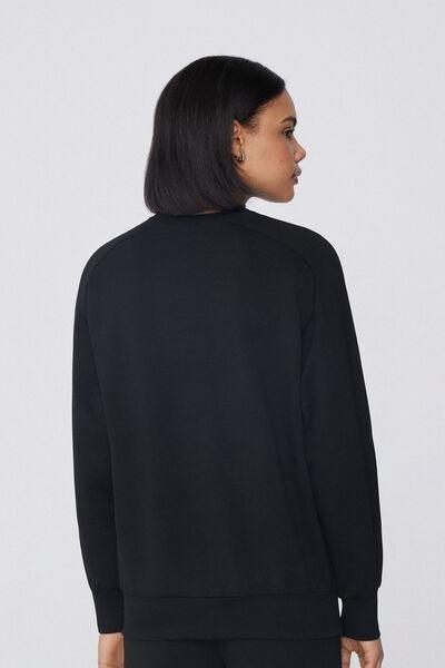 Black Round-Neck Sweatshirt, Black, large image number 1