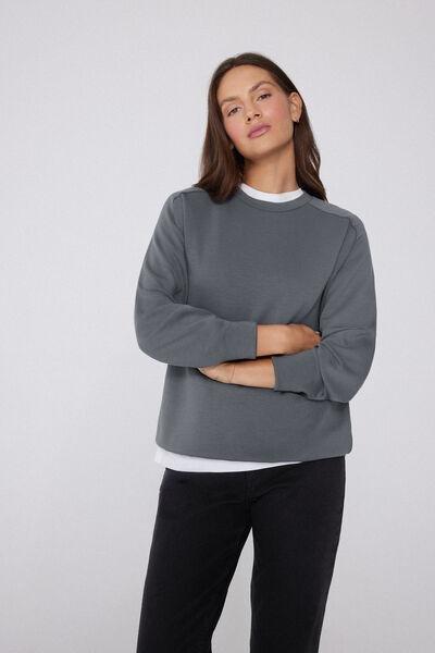 Grey Soft Touch Round-Neck Viscose Sweatshirt, , large image number 1