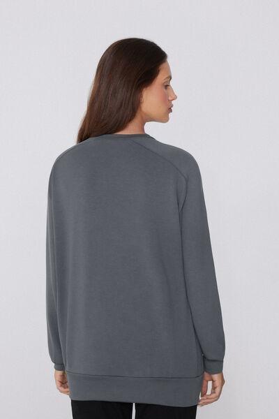 Grey Soft Touch Round-Neck Viscose Sweatshirt, , large image number 2