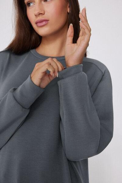 Grey Soft Touch Round-Neck Viscose Sweatshirt, 5701_162Z, large image number 2