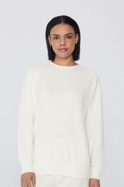 Ecru Round-Neck Sweatshirt, , large image number 0