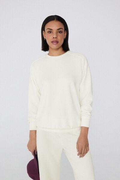 Ecru Round-Neck Sweatshirt, , large image number 1
