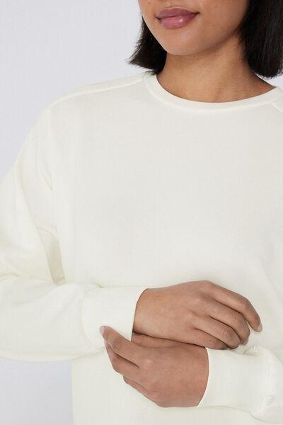 Ecru Round-Neck Sweatshirt, , large image number 3