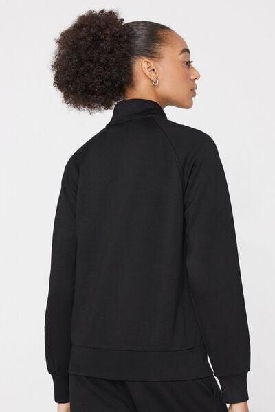 Black Soft Touch Zippered Sweatshirt, Black, large image number 2