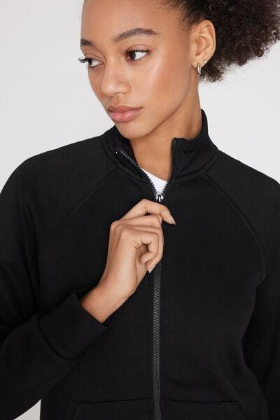 Black Soft Touch Zippered Sweatshirt, Black, large image number 3