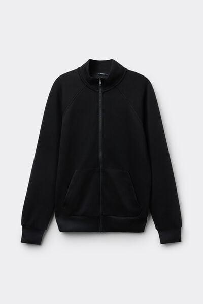 Black Soft Touch Zippered Sweatshirt, Black, large image number 4
