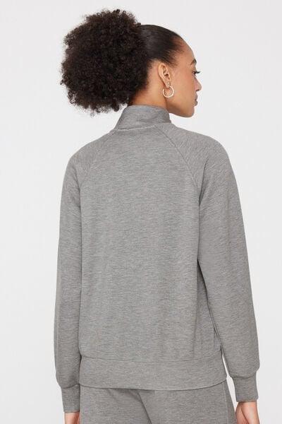 Grey Soft Touch Zippered Sweatshirt, 5701_201Z, large image number 2