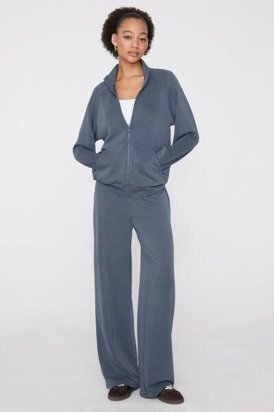 Blue Soft Touch Zippered Sweatshirt, 5701_213Z, medium