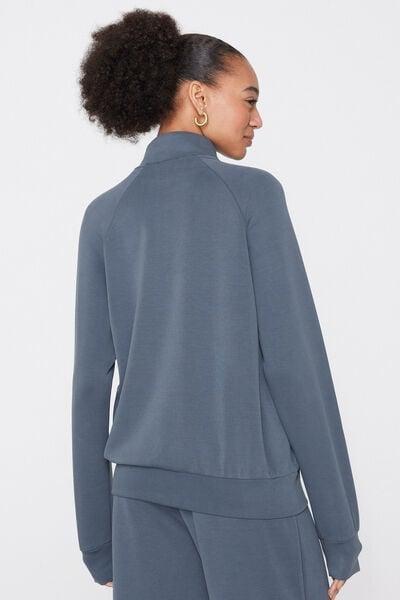 Blue Soft Touch Zippered Sweatshirt, 5701_213Z, large image number 2