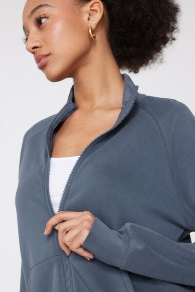 Blue Soft Touch Zippered Sweatshirt, 5701_213Z, large image number 3