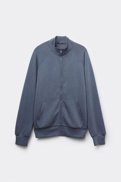 Blue Soft Touch Zippered Sweatshirt, 5701_213Z, large image number 4