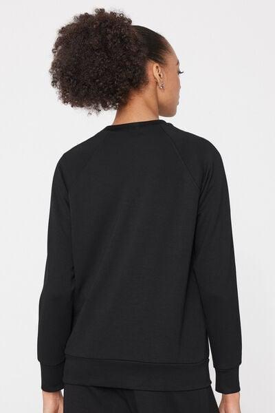 Black Soft Touch Round Neck Sweatshirt, Black, large image number 2