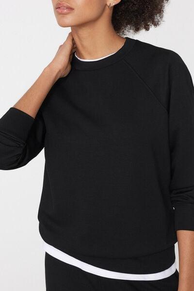 Black Soft Touch Round Neck Sweatshirt, Black, large image number 3
