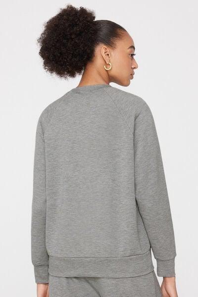 Grey Soft Touch Round Neck Sweatshirt, 5701_201Z, large image number 1