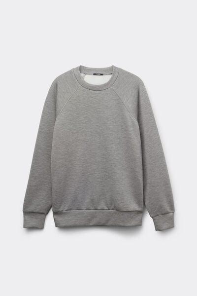 Grey Soft Touch Round Neck Sweatshirt, 5701_201Z, large image number 3