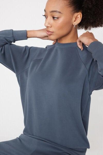 Blue Soft Touch Round Neck Sweatshirt, 5701_213Z, large image number 2