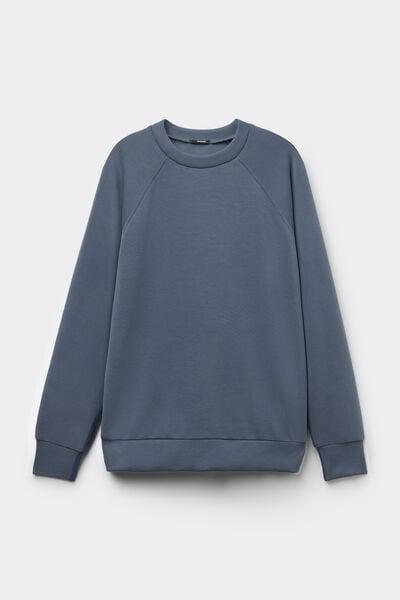 Blue Soft Touch Round Neck Sweatshirt, 5701_213Z, large image number 3