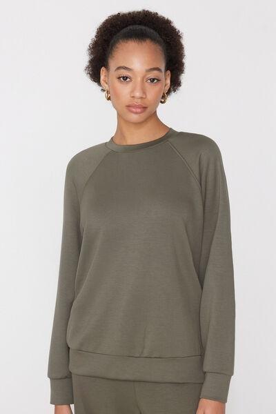 Green Soft Touch Round Neck Sweatshirt, 5701_229Z, large image number 1