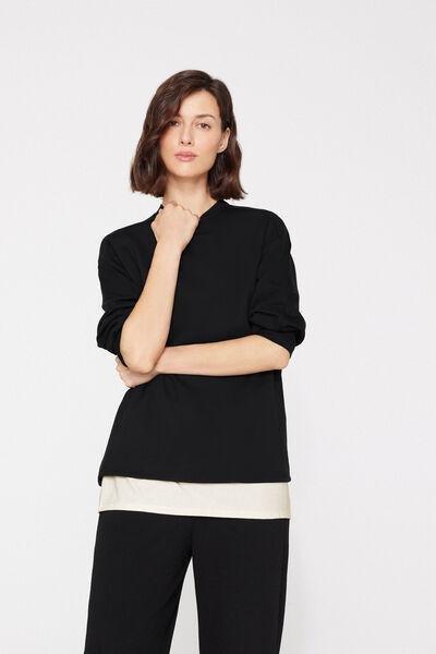 Black Superior Softness Ribbed Bands Sweatshirt, Black, medium