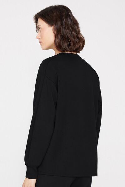 Black Superior Softness Ribbed Bands Sweatshirt, Black, large image number 2