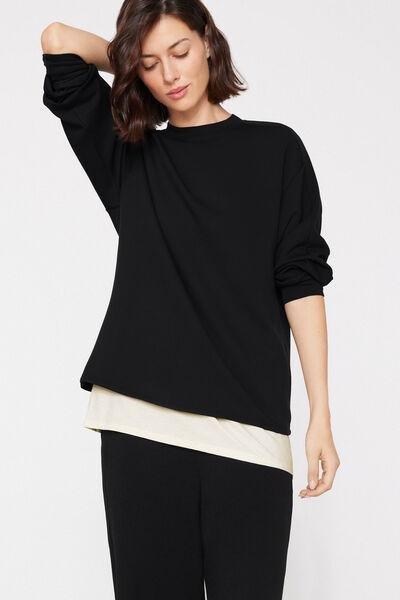 Black Superior Softness Ribbed Bands Sweatshirt, Black, large image number 3