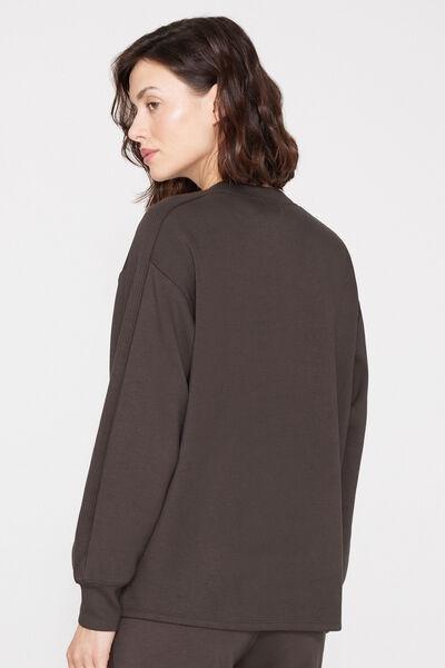 Brown Superior Softness Round Neck Sweatshirt, 5701_495Z, medium