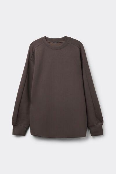 Brown Superior Softness Round Neck Sweatshirt, 5701_495Z, large image number 4