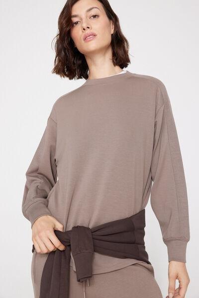 Brown Superior Softness Round Neck Sweatshirt, 5701_530Z, medium