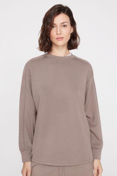 Brown Superior Softness Round Neck Sweatshirt, 5701_530Z, large image number 1
