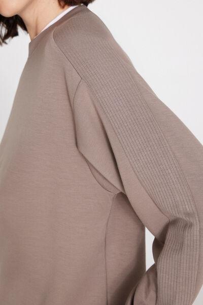 Brown Superior Softness Round Neck Sweatshirt, 5701_530Z, large image number 3