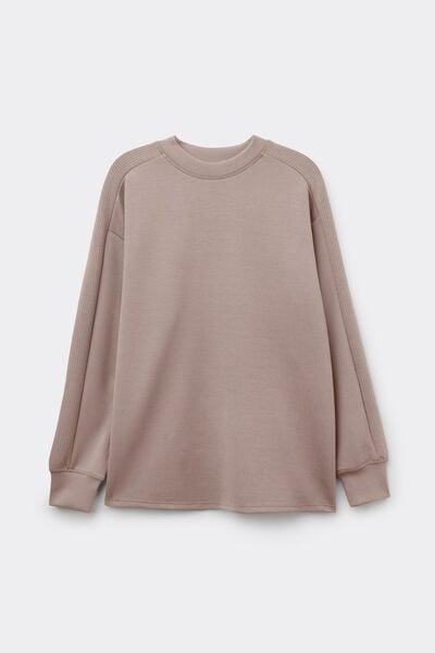 Brown Superior Softness Round Neck Sweatshirt, 5701_530Z, large image number 4
