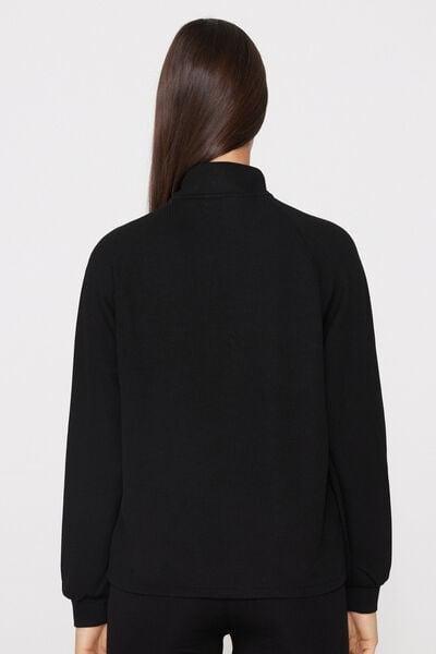 Black Superior Softness Ribbed Zip-Up Sweatshirt, Black, large image number 2