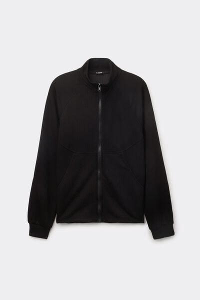 Black Superior Softness Ribbed Zip-Up Sweatshirt, Black, large image number 4