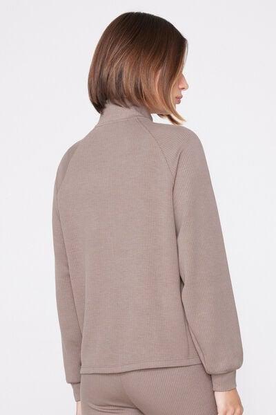 Brown Superior Softness Ribbed Zip-Up Sweatshirt, 5701_530Z, medium