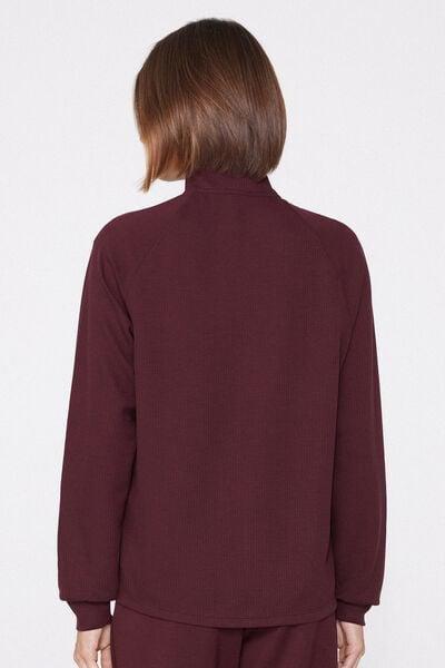 Brown Superior Softness Ribbed Zip-Up Sweatshirt, 5701_581Z, medium