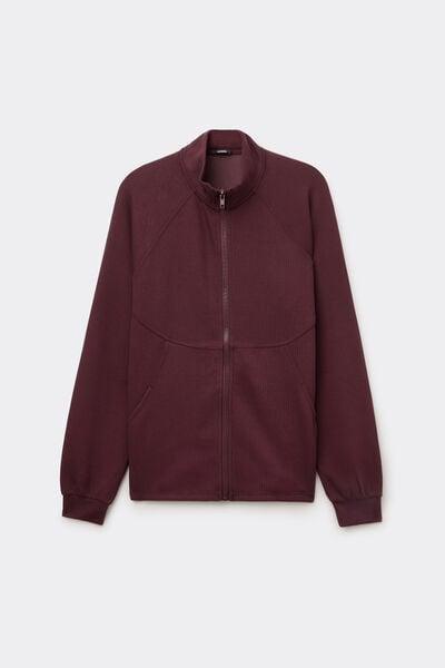 Brown Superior Softness Ribbed Zip-Up Sweatshirt, 5701_581Z, large image number 4
