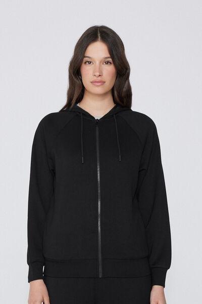 Black Soft Touch Zip-Up Hoodie, , medium