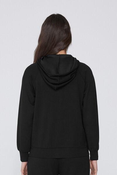 Black Soft Touch Zip-Up Hoodie, , large image number 2