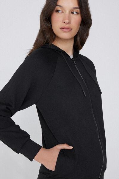 Black Soft Touch Zip-Up Hoodie, , large image number 3