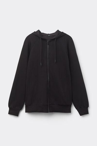 Black Soft Touch Zip-Up Hoodie, , large image number 4