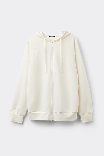 Cream Soft Touch Zip-Up Hoodie, Milk White, large image number 4