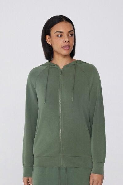 Green Soft Touch Viscose Zip-Up Hoodie, 5701_920W, medium
