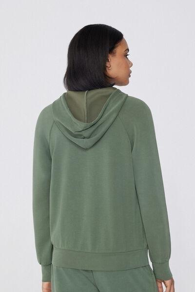 Green Soft Touch Viscose Zip-Up Hoodie, 5701_920W, large image number 2