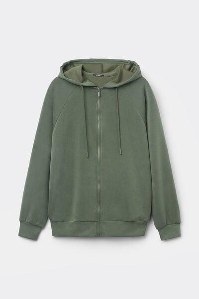 Green Soft Touch Viscose Zip-Up Hoodie, 5701_920W, large image number 4